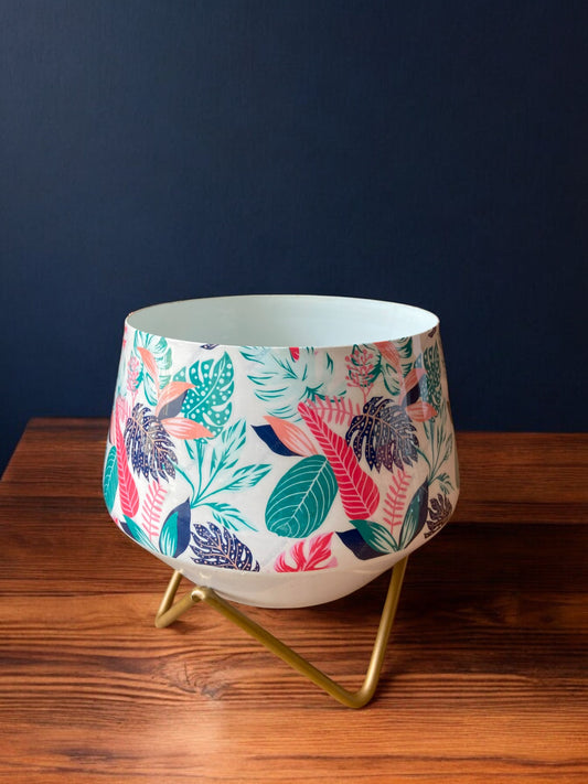 Modern Metal Indoor Planter (Medium Size) with Metal Stand
