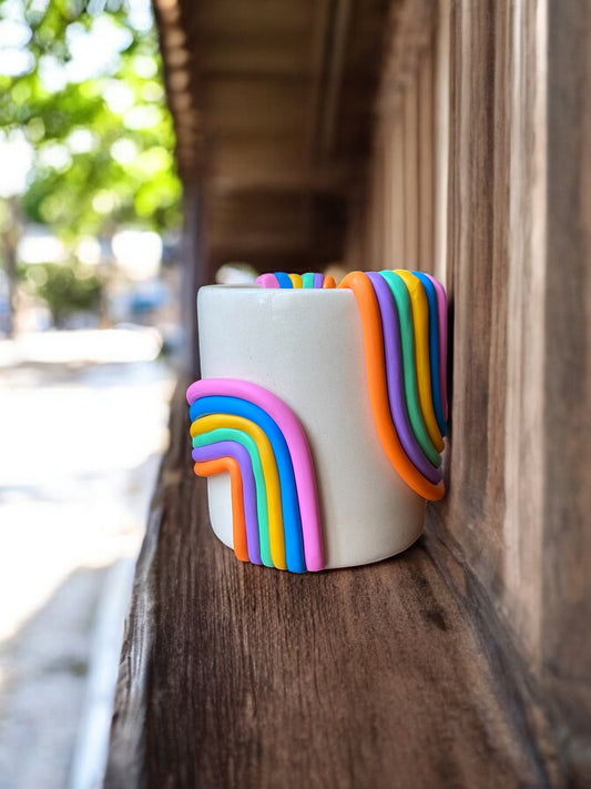 Handmade Ceramic Small Round Rainbow Planter