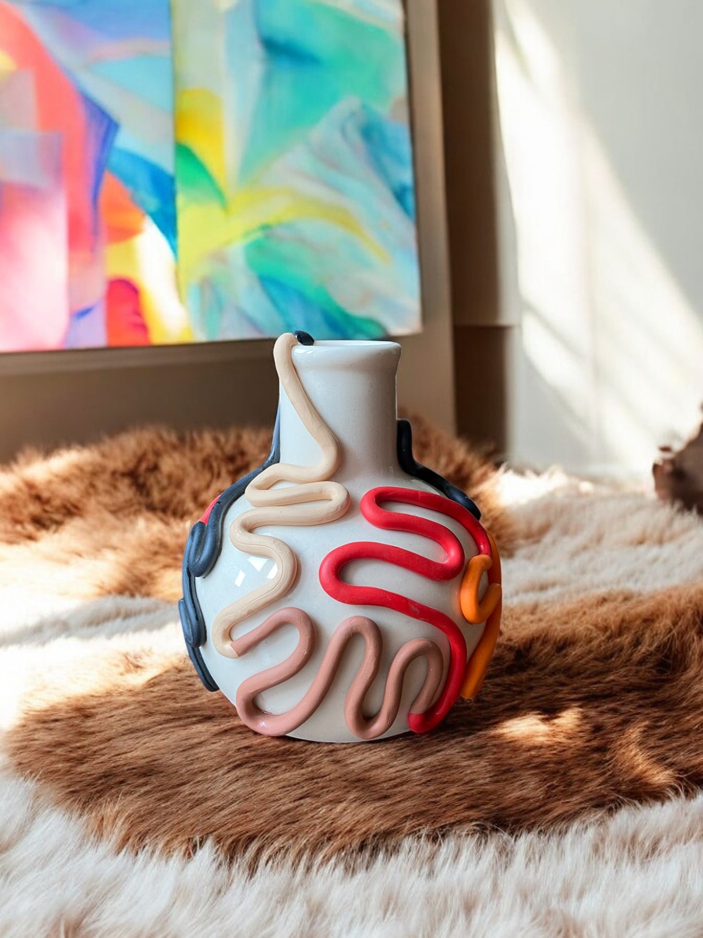 Ceramic Handmade Modern Vase – Abstract Swirl Design