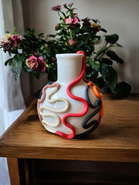 Ceramic Handmade Modern Vase – Abstract Swirl Design