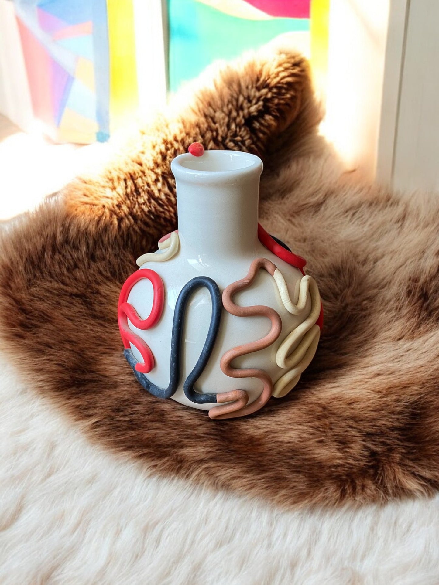 Ceramic Handmade Modern Vase – Abstract Swirl Design