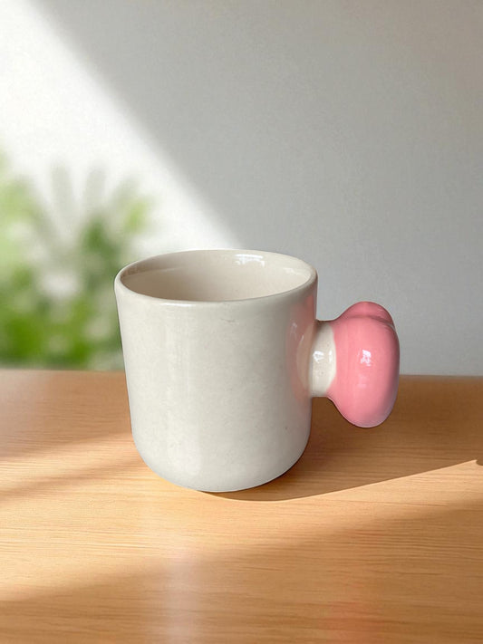 Ceramic Coffee Mug with Pink Heart Handle