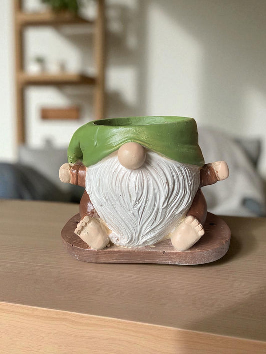 Garden Gnome Planter Pot, Decorative Ceramic Dwarf Style Flower Pot