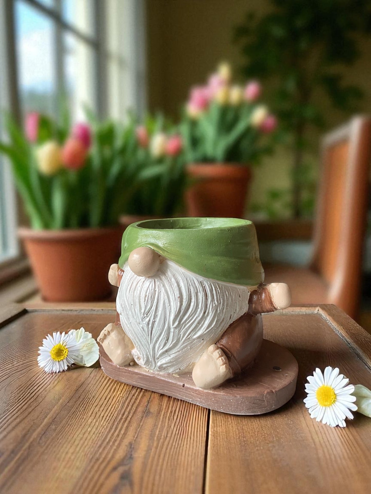 Garden Gnome Planter Pot, Decorative Ceramic Dwarf Style Flower Pot