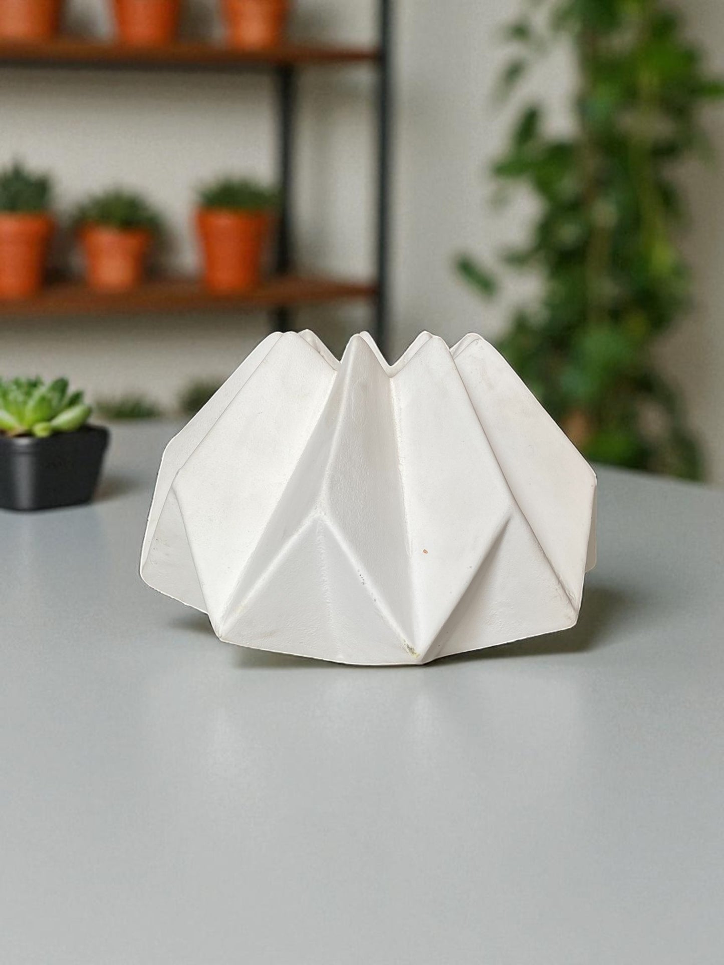 Modern Geometric Ceramic Vase, Origami-Inspired Design