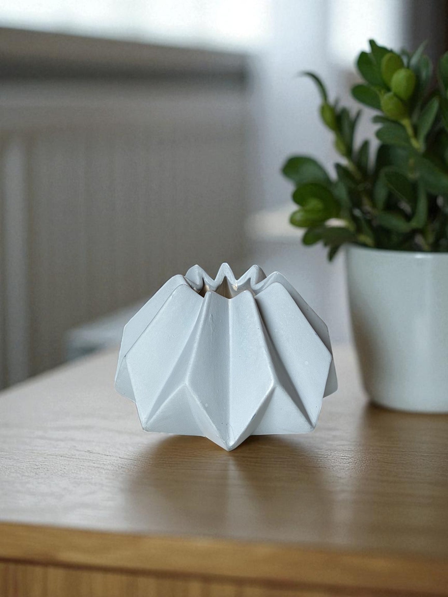 Modern Geometric Ceramic Vase, Origami-Inspired Design