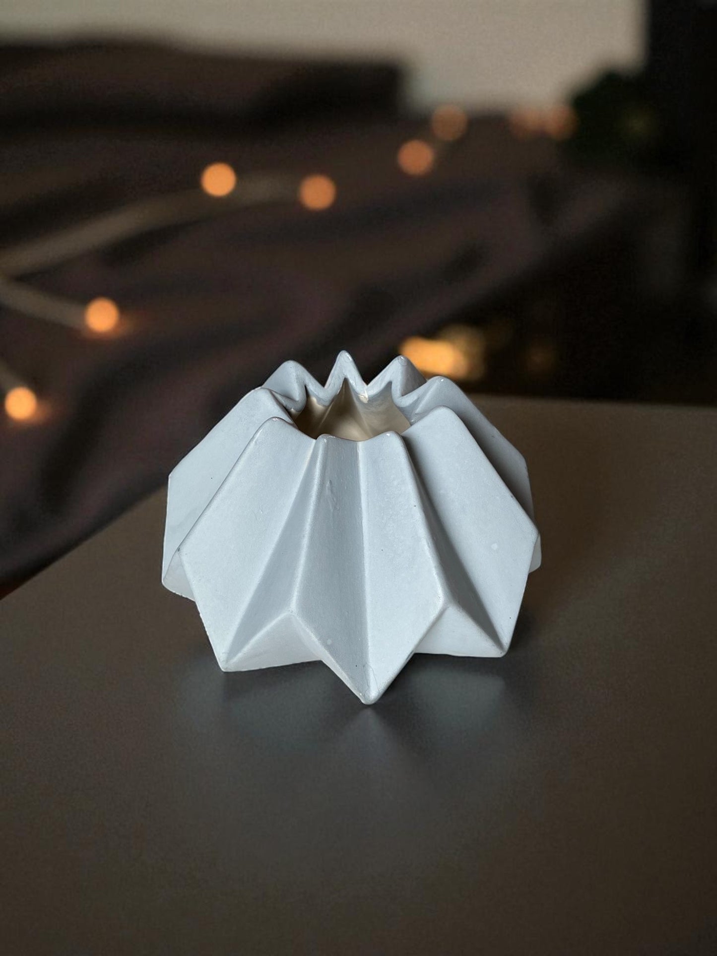Modern Geometric Ceramic Vase, Origami-Inspired Design