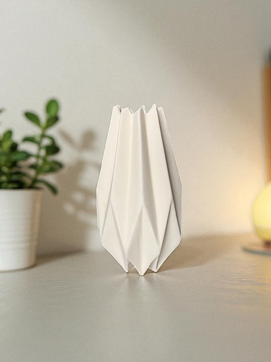 Modern Geometric Ceramic Flower Vase, Origami-Style Design