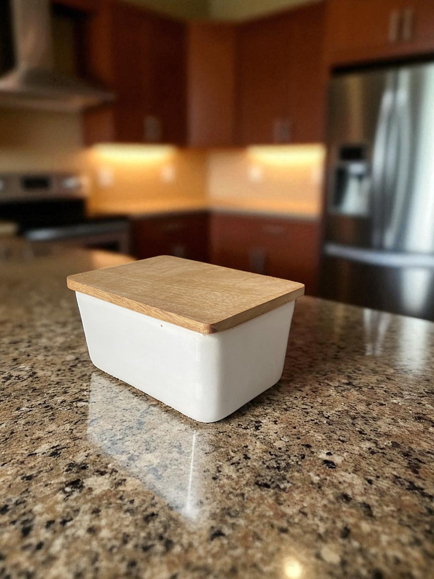 Modern Kitchen Storage Ceramic Container with Wooden Lid