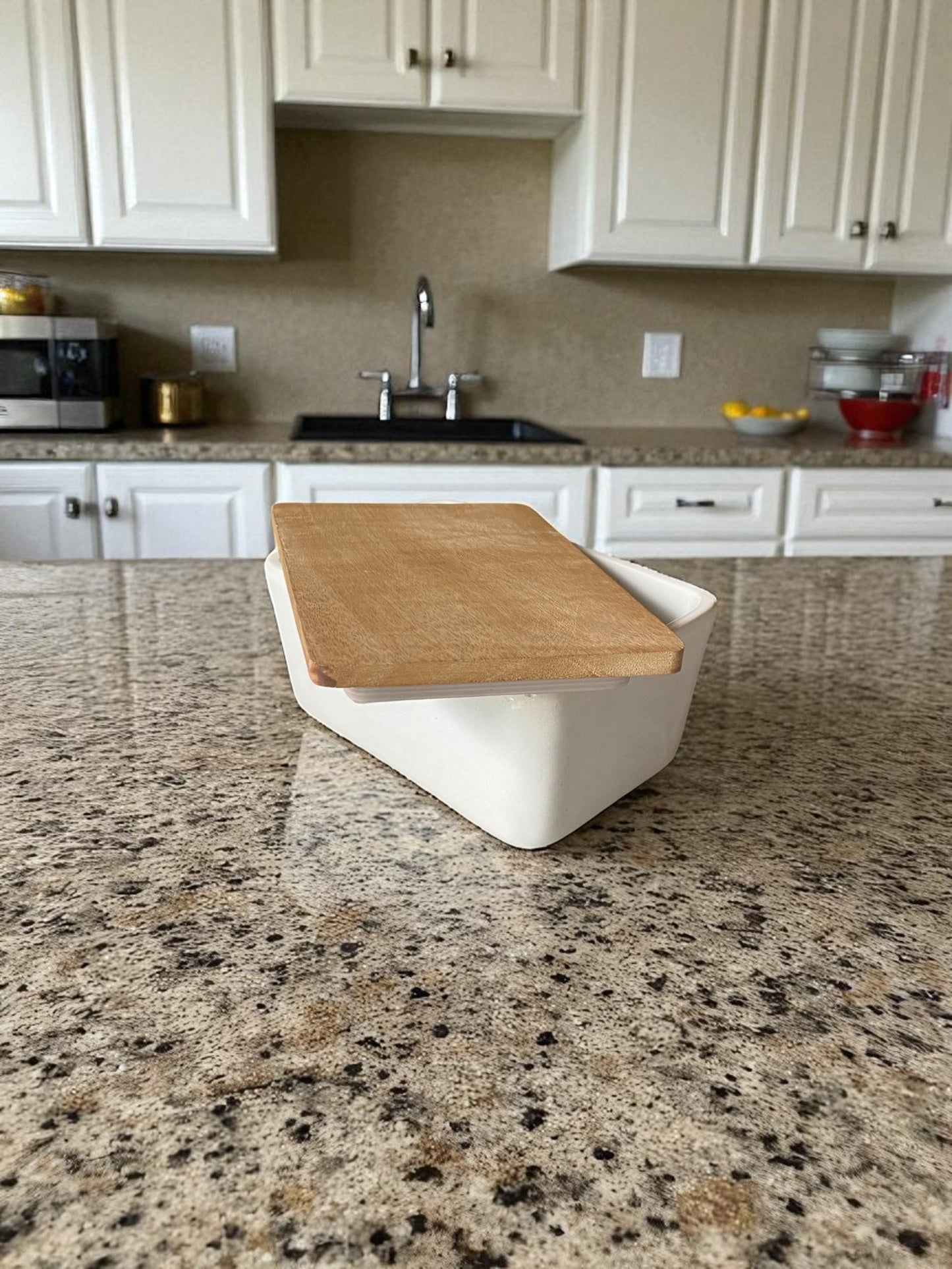 Modern Kitchen Storage Ceramic Container with Wooden Lid