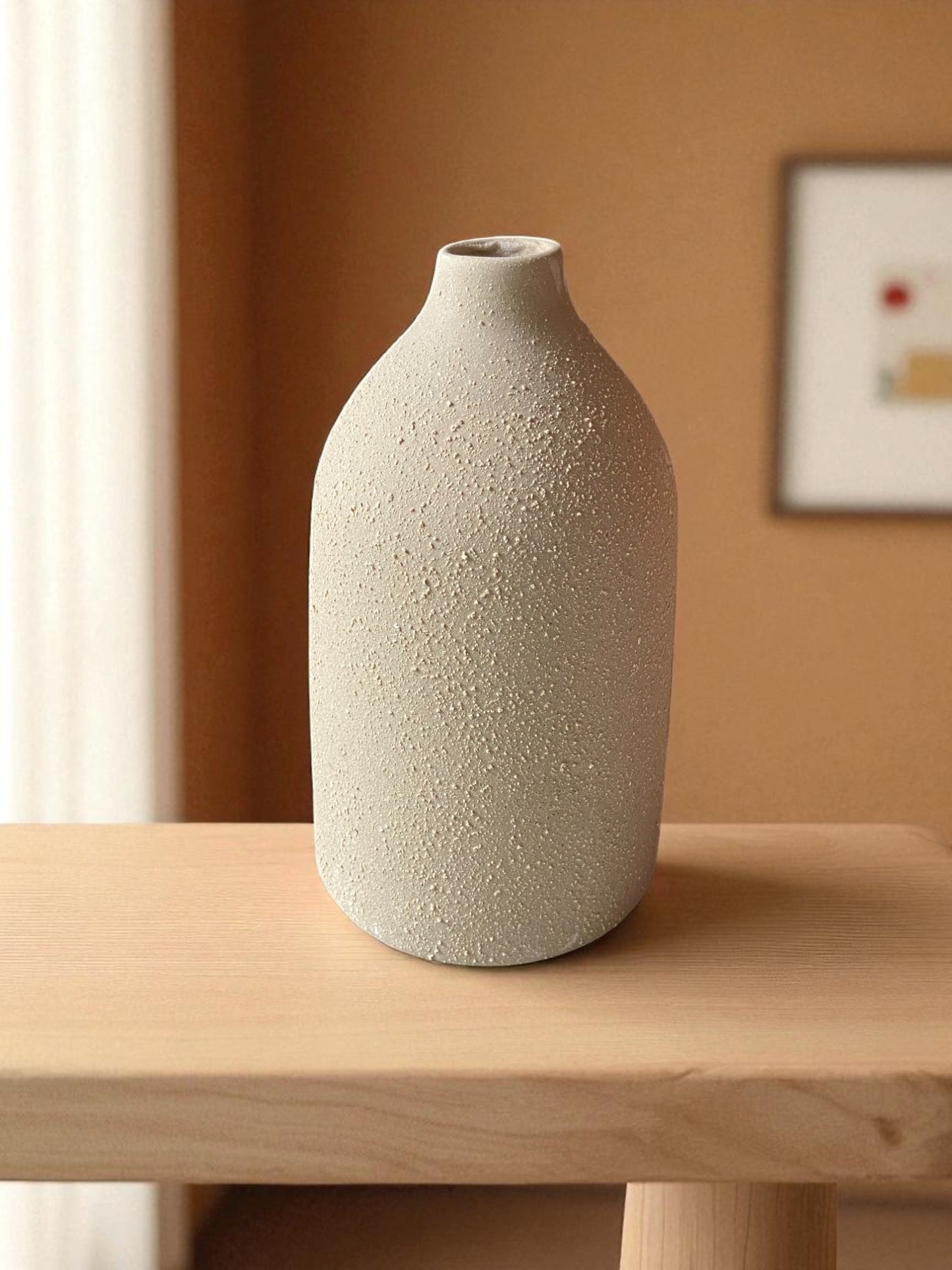 Modern Textured Ceramic Flower Vase, Minimalist Design