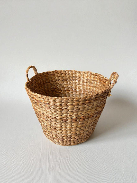 Natural Woven Water Hyacinth Storage Basket with Handles