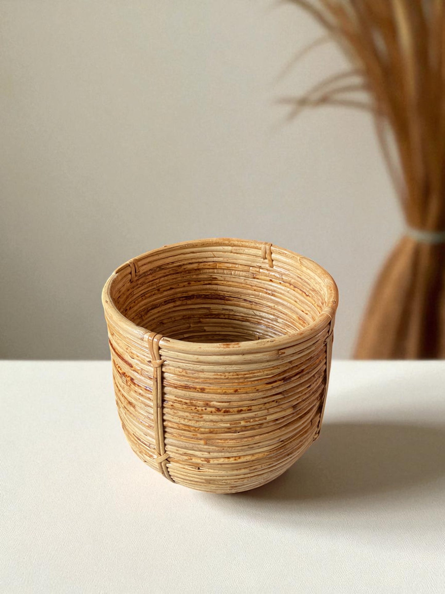 Natural Rattan Planter, Handwoven Decorative Containers