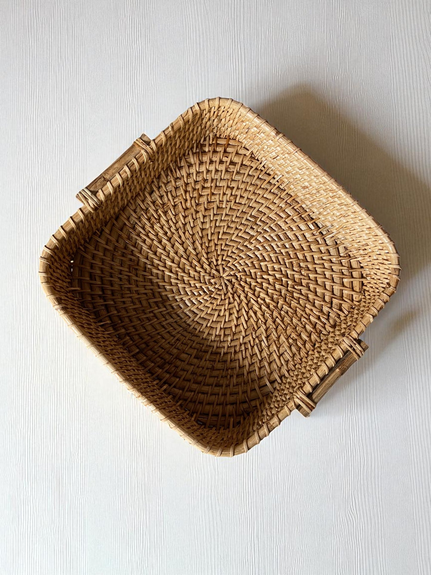 Handwoven Rattan Serving Tray, Natural Square Wicker Tray