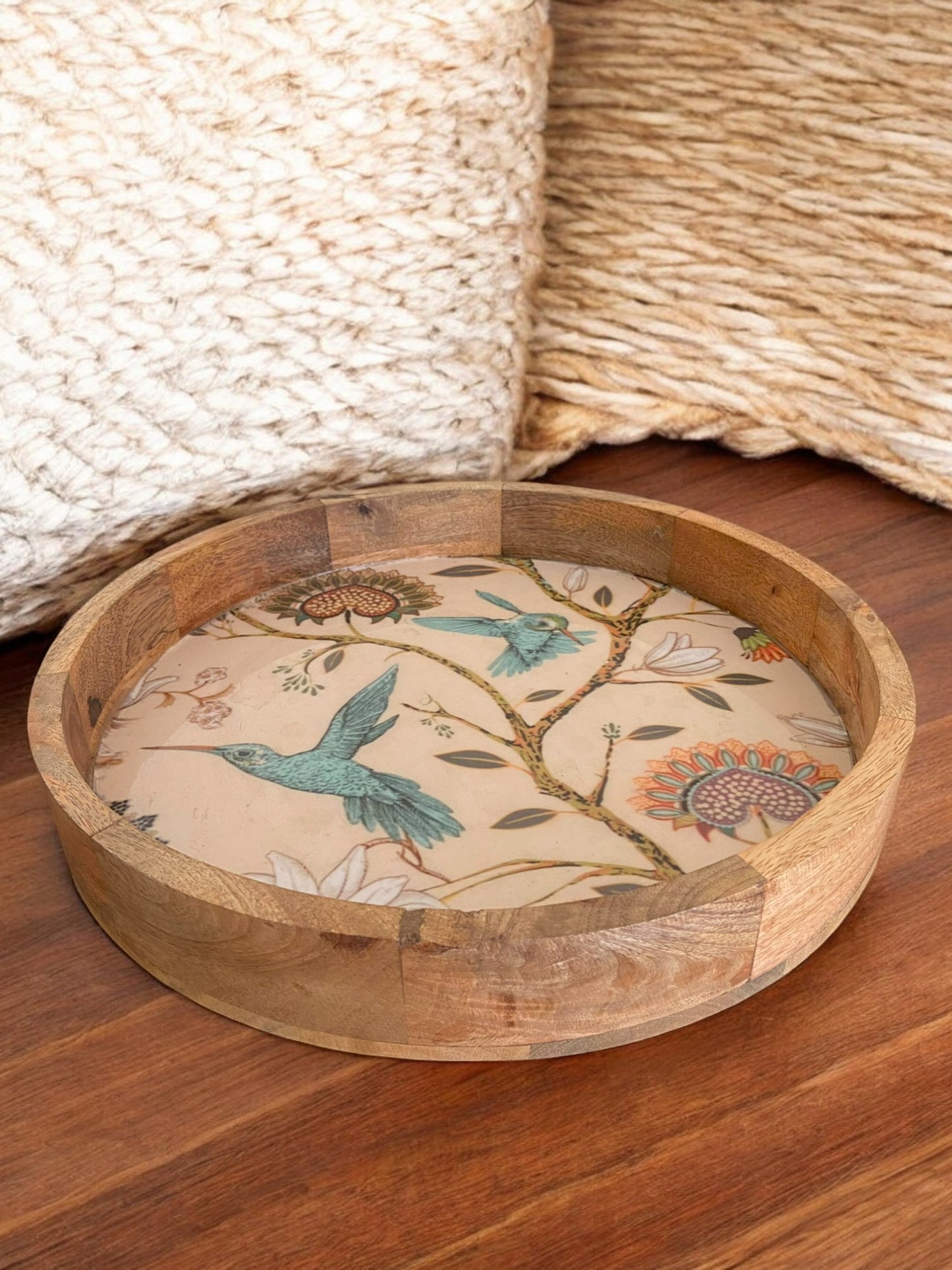 Mango Wood Side Table & Detachable Tray – Bird & Bloom Design