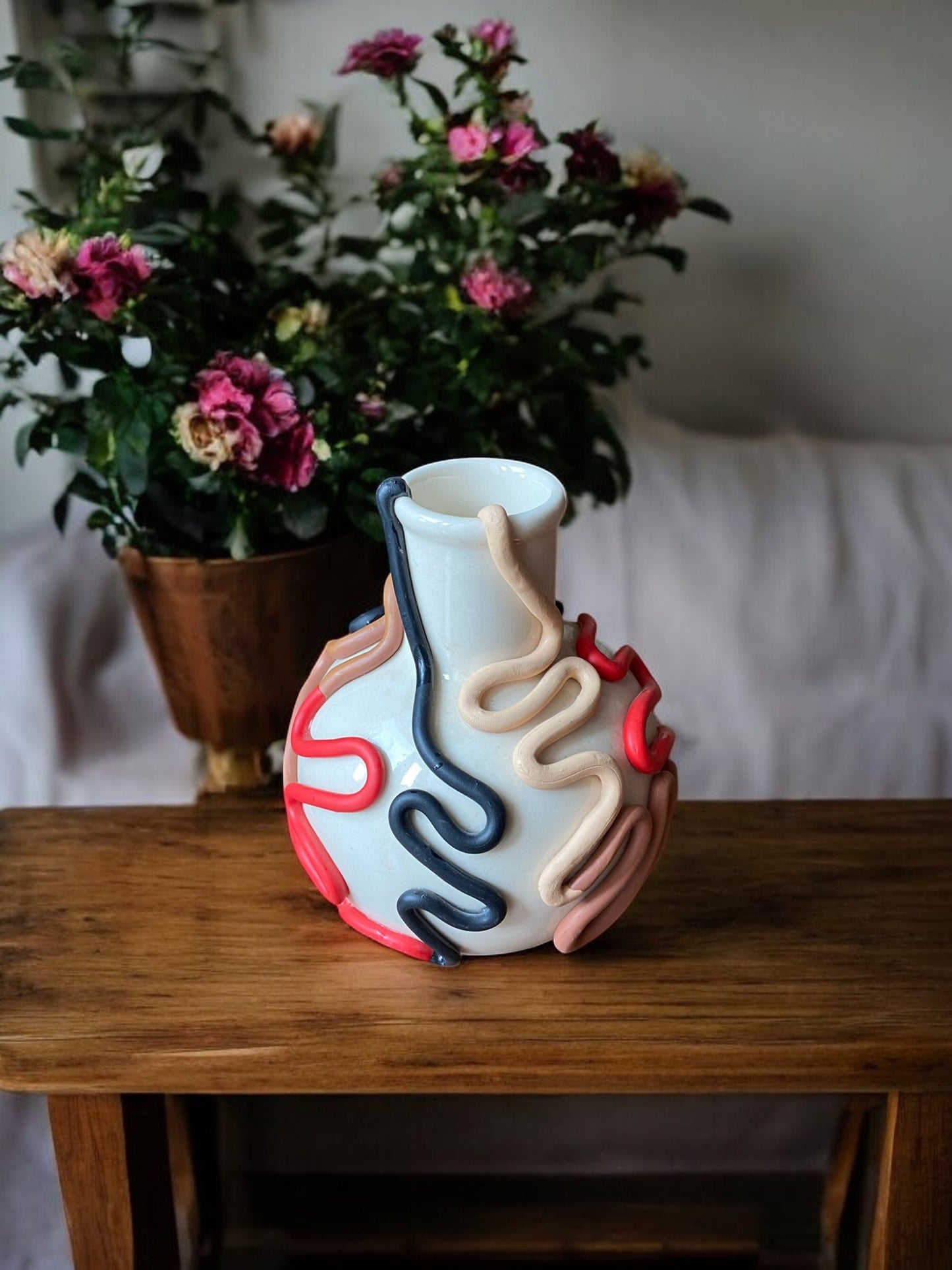 Ceramic Handmade Modern Vase – Abstract Swirl Design