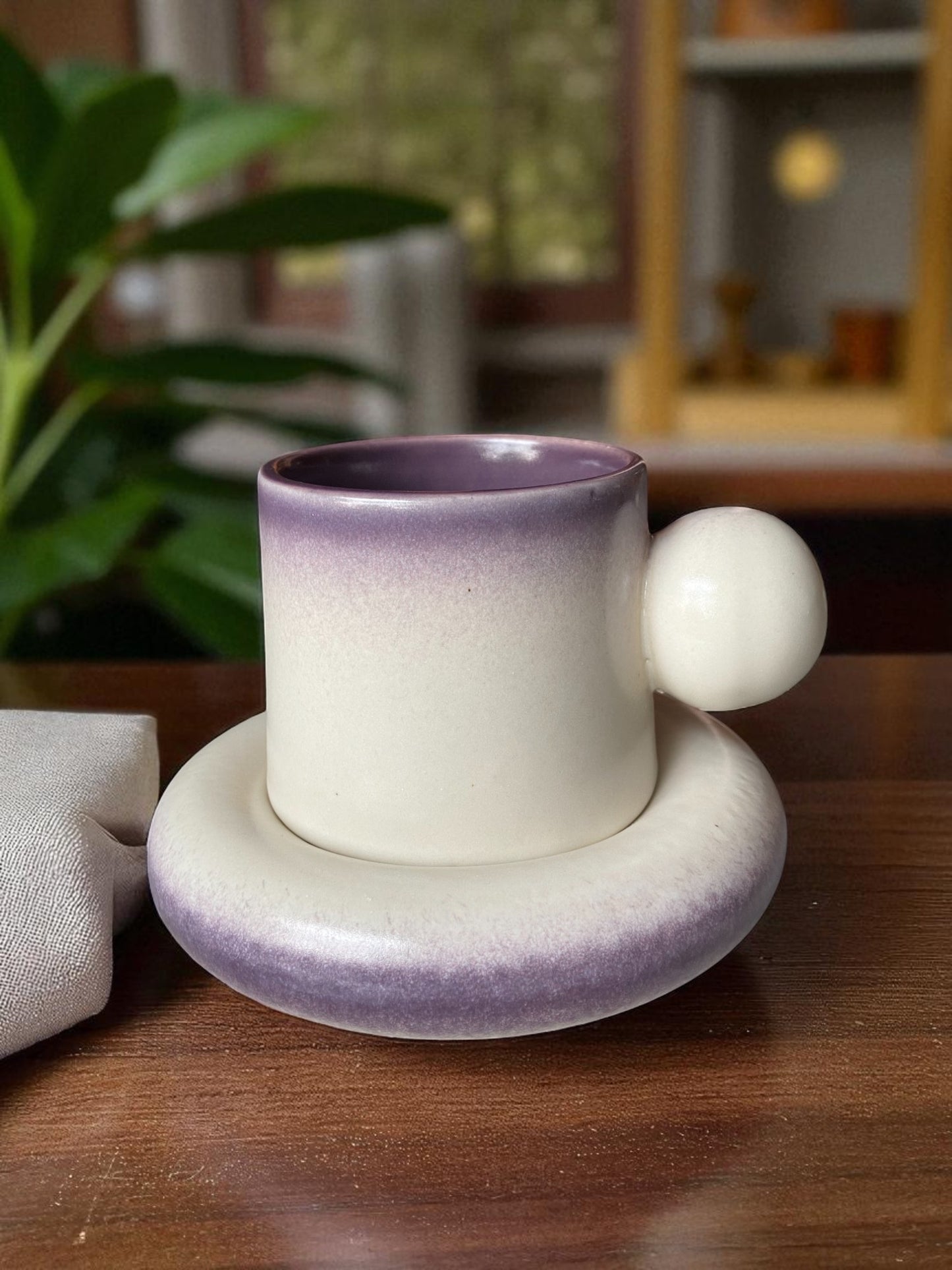 Modern Ceramic Coffee Cup and Saucer Set
