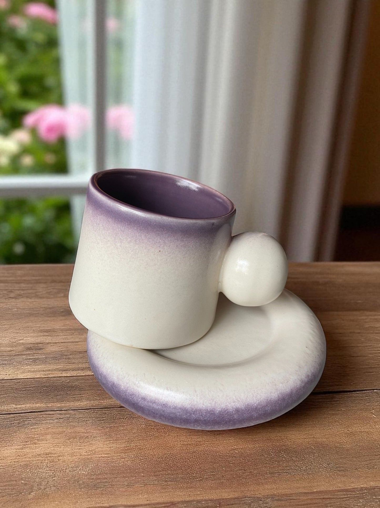Modern Ceramic Coffee Cup and Saucer Set
