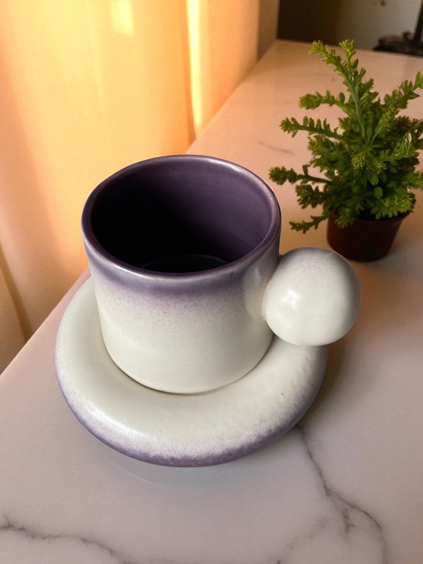 Modern Ceramic Coffee Cup and Saucer Set