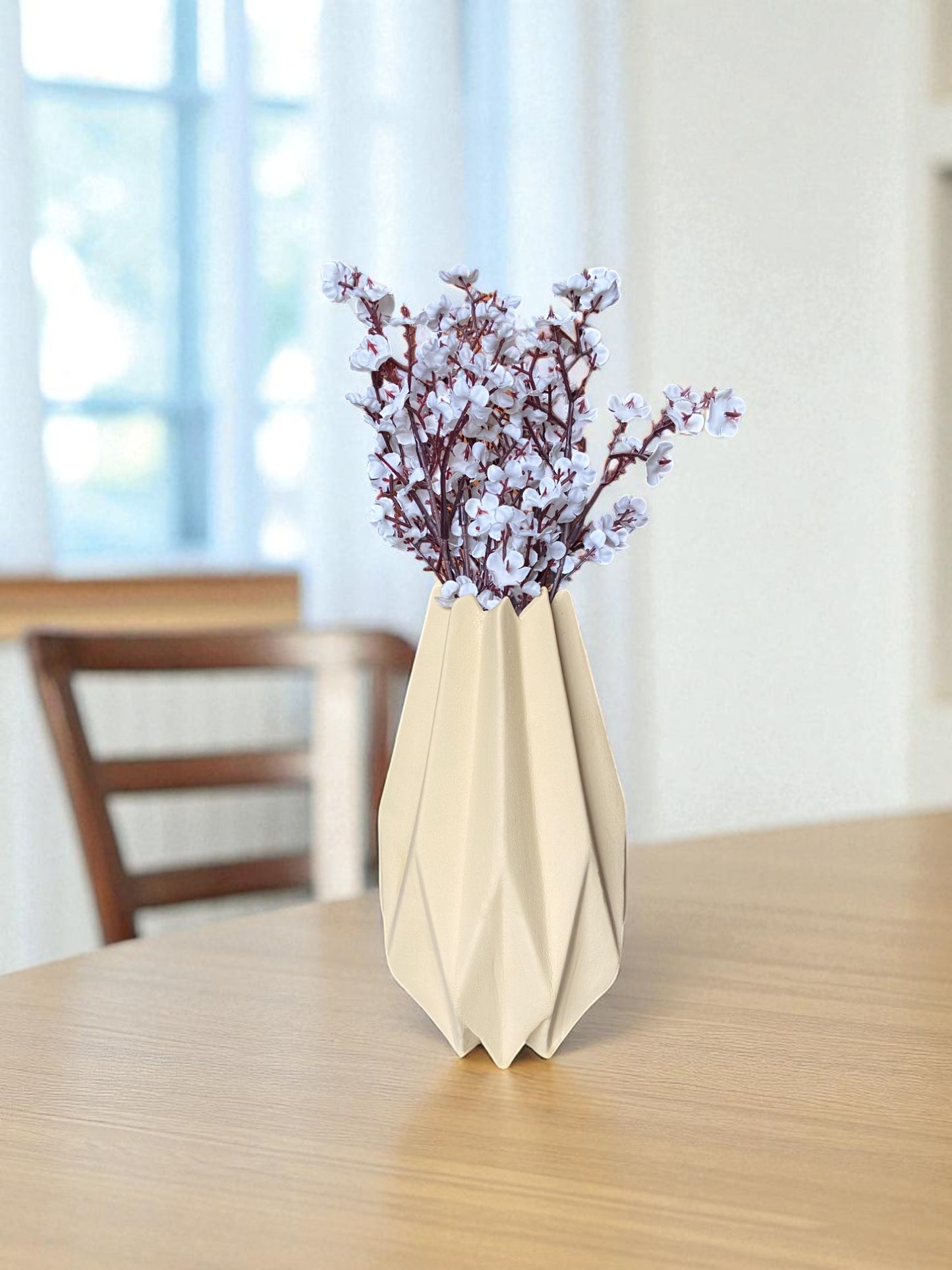 Modern Geometric Ceramic Flower Vase, Origami-Style Design
