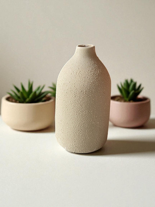 Modern Textured Ceramic Flower Vase, Minimalist Design