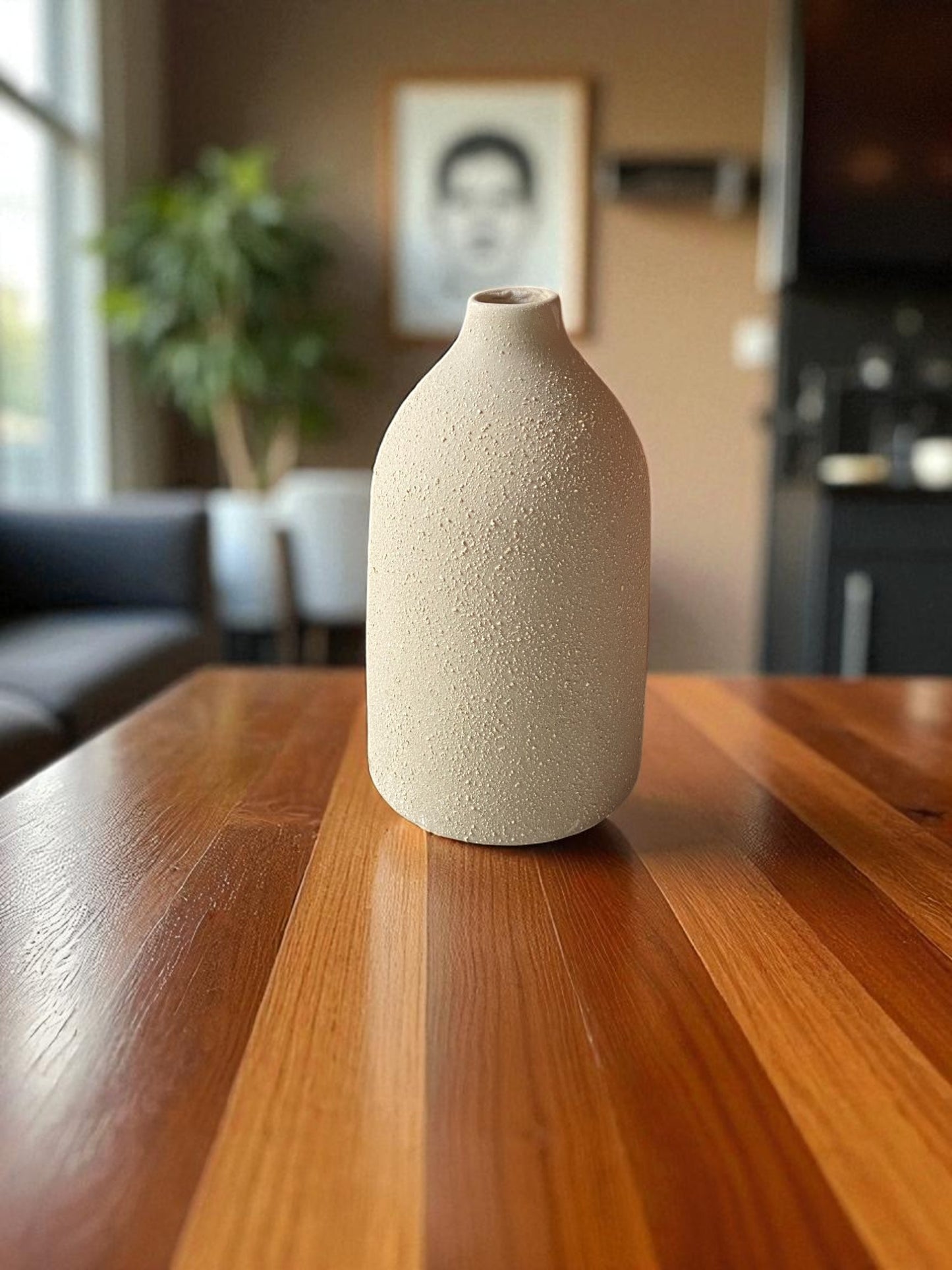 Modern Textured Ceramic Flower Vase, Minimalist Design