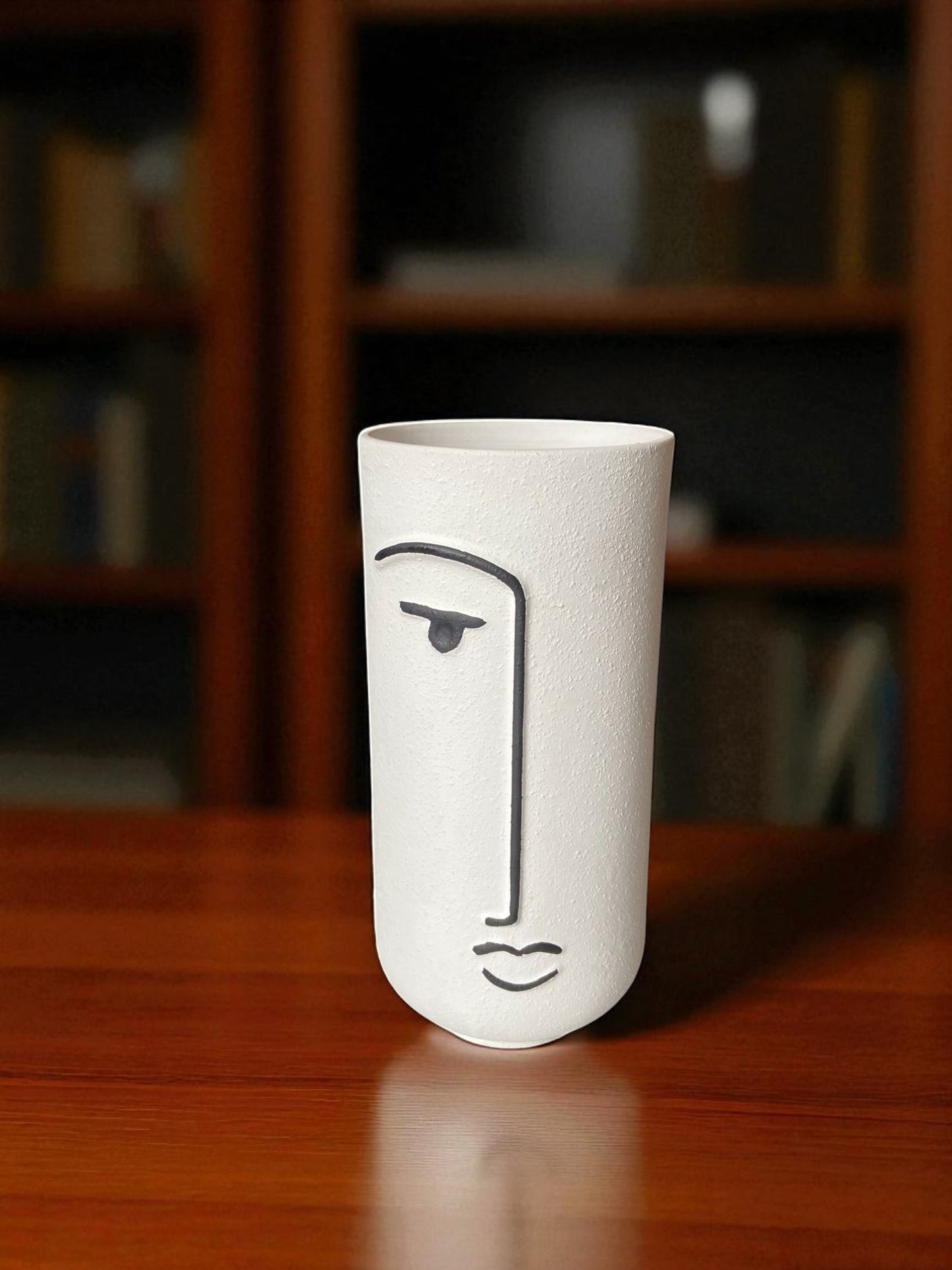 Modern Abstract Half Face Ceramic Vase, Minimalist Design