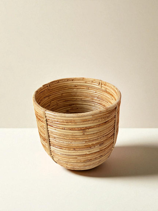 Natural Rattan Planter, Handwoven Decorative Containers