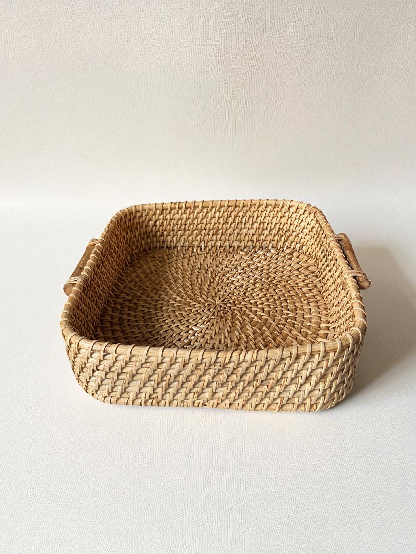 Handwoven Rattan Serving Tray, Natural Square Wicker Tray